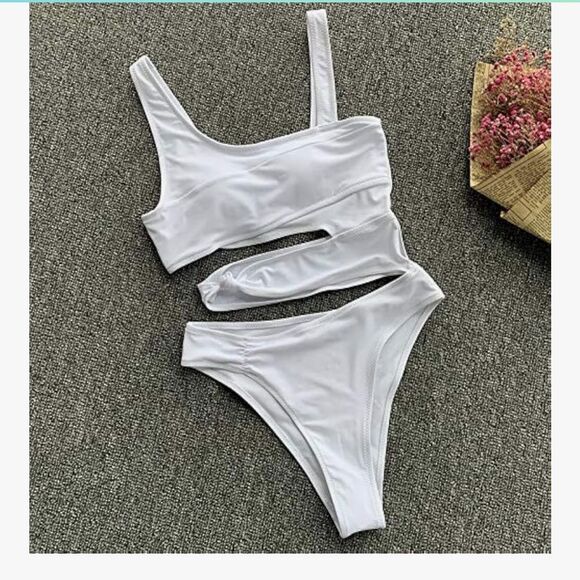 White one piece bathing suit #9 - Picture 2 of 7